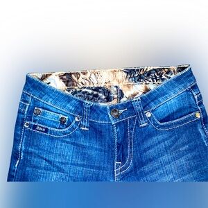 Y2K Vintage Low Rise Adiktd Car Tire Gold Accent Denim Jeans